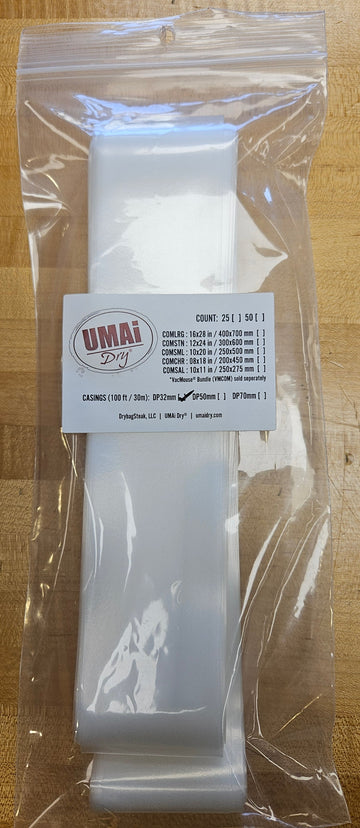 32mm UMAI DRY PLASTIC SALAMI CASINGS 30M/100 FT/PACK